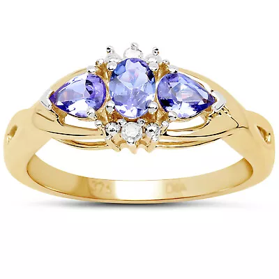 9ct Gold Tanzanite & Diamond Engagement Ring Anniversary Ring  Sizes H-W • £134.99