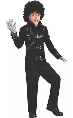 Licensed Bad Black Buckle Deluxe Michael Jackson Child Jacket Halloween Costume • $48.79