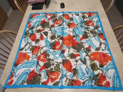 $9.99 • Buy TALBOT'S Silk Scarf Multi Color Blues And Red/Orange, Etc., 36  Sq.