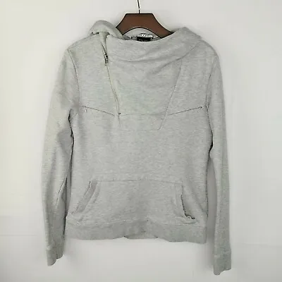 B. Scott Heather Gray Sweatshirt Hood Sz XS Asymmetrical Zip Kangaroo Pocket • $38.64