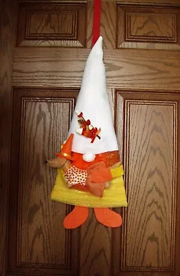 Dachshund Felt Sculpture Cream Tan Candy Corn Gnome 10 X25  Wreath Halloweenie • $35