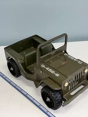 Vintage Tonka Pressed Metal Army Military Green G-452-8 Jeep Truck 1970’s  • $60