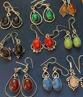 Earrings - Silver  - Multiple Stones And Colors • $4.99