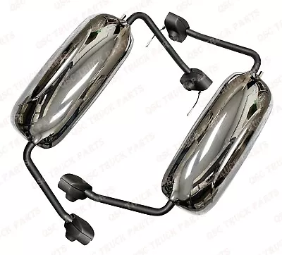 QSC Chrome Door Mirror Assemblies W/ Arms Right Left Pair For Mack 613 • $758.55