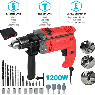 £31 • Buy Corded Electric Rotary Hammer Drill Bit Chisel Set 1200W Impact Variable Speed