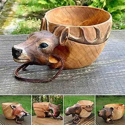 Wooden Cup Handcrafted Kuksa Mug Natural Hand Carved Woodcraft Bushcraft Camping • £12.49