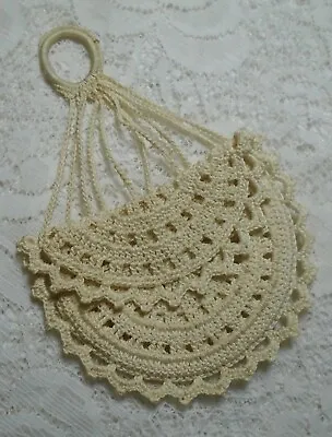 Vintage Ivory Color Crochet Design Small Doll Size Purse • $9.99