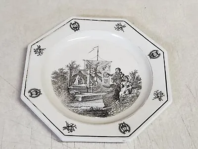 Vintage Octagon Plate W/ Empire Garden Scene - # Marked - Italy - Mottahedeh? • $10