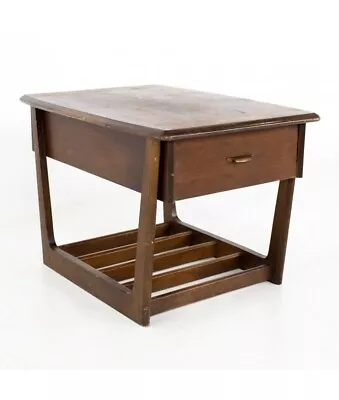 Lane Mid Century Walnut Sleigh Leg Side End Table • $647