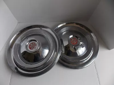 Pair Of Vintage Hubcap With Nautical Steering Wheel Helm Or Tiller On • $100