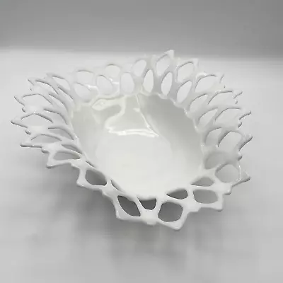 Westmoreland Milk Glass Doric Open Lace Decorator Fruit Bowl • $19