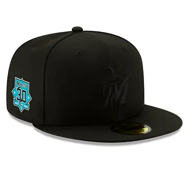 MLB Miami Marlins 30th Anniversary 59FIFTY Men's Fitted New Era Hat Cap Black • $37.99