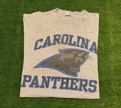 Vintage Carolina Panthers Tshirt Extra Large 90s Adult Logo 7 Distress Gray • $34.99