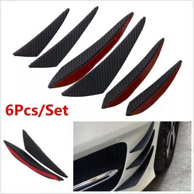 6pcs Universal Carbon Fiber Front Bumper Body Fins Spoiler Canards Splitter Kit • $24.66