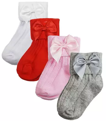 Baby Girl BOW SOCKS Ribbed Ankle • £2.39