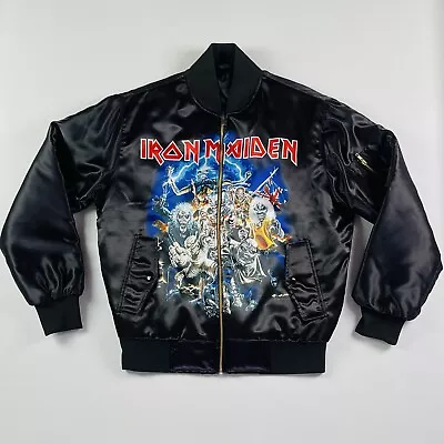 Iron Maiden Jacket Vintage Satin Bomber Size Small “Best Of The Beast” Zipper • $341.93