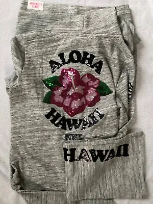 Victoria's Secret PINK BLING Aloha Hawaii Flower Hoodie Jacket Pants Large L NWT • $149.99