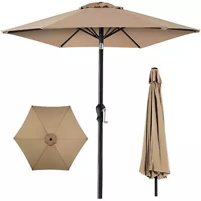 10ft Outdoor Steel Market Patio Umbrella W/ Crank Tilt Push Button6 Ribs - Tan • $44.99