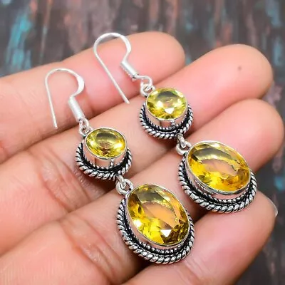 Citrine Gemstone Handmade Gift Jewelry Earring 1.97  M949 • $3.99