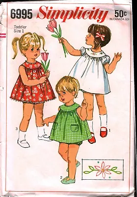 6995 Vintage Simplicity Sewing Pattern Girls 1960s Dress Panties Toddler Summer • $5.99