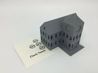 Clock Tower Town Hall Or Courthouse Building - Z Scale 1:220 - 3D Print Model • $17.83