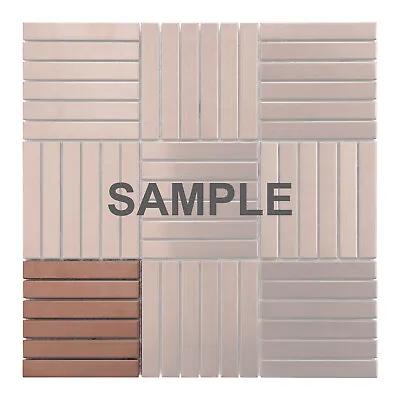 $3.99 • Buy Rose Gold Copper Color Metallic Metal Basketweave Parquet Mosaic Tile Backsplash