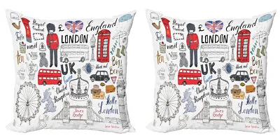 Hipster Pillow Covers Pack Of 2 London Double Decker Bus • £21.99