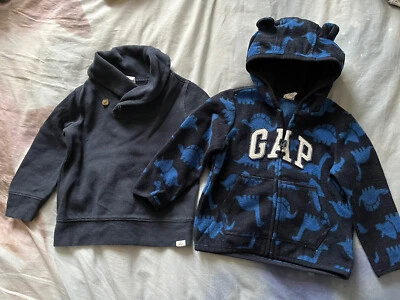£8.99 • Buy 2 X Gap Boy 18-24 Months 2 Years Blue Dinosaur Bear Ears Cardigan Hoodie