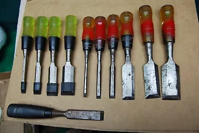 11pc Lot Vintage Stanley USA No. 60 Wood Working Bevel Edge Chisels • $50