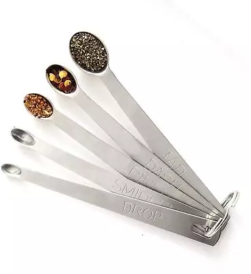 Measuring Spoons Set Of 5 Tad Dash Pinch Smidgen And Drop Mini Stainless Steel • $9.10