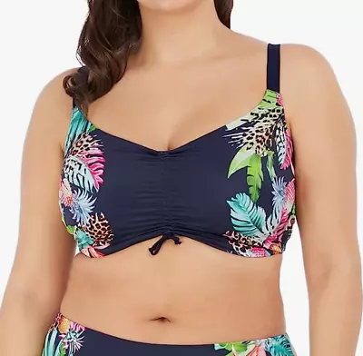 Elomi Size 38K Pina Colada Crop Bikini Top Swim NWT 7263 Midnight (38H UK) • $20.70