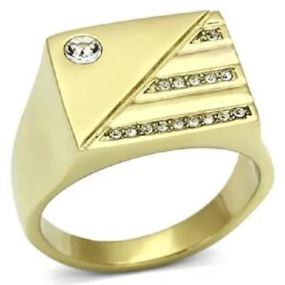 $29.99 • Buy 18K GOLD EP MENS DIAMOND SIMULATED DRESS RING Size 8 - 13 You Choose