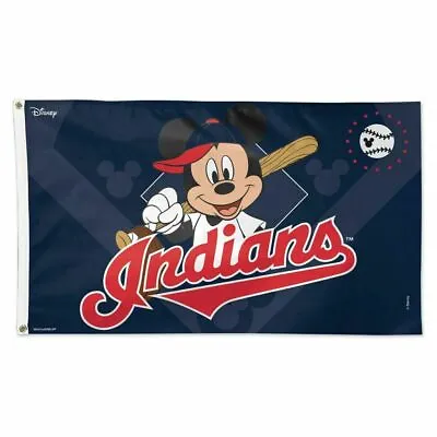 Cleveland Indians Mickey Mouse 3'x5' Deluxe Flag Banner Mlb Licensed Disney • $29.76