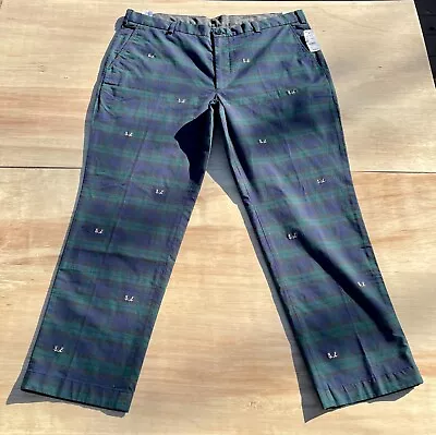 VTG. BROOKS BROTHERS Clark Pants Chino Plaid Mens Green SIZE 42x30 Made In CHINA • $74.99