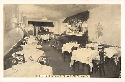 Interior L'Auberge Restaurant New York City New York NY C1940s Postcard • $7.95