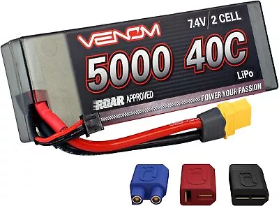 Venom Sport Power 40C 2S 5000mAh 7.4V LiPo Battery Roar Approved With Universal • $66.99