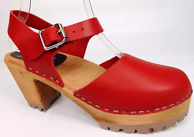 MIA Women's ABBA Red Leather Block Heel Casual Clogs Shoes Size 8.0 M NEW • $66.99