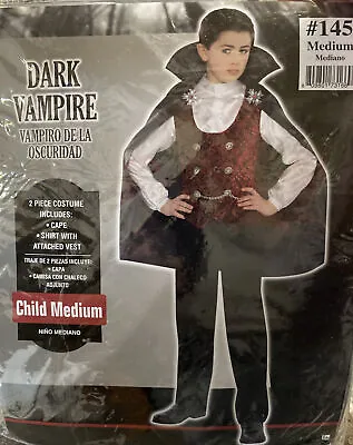 Dark Vampire Child Medium Halloween Costume Vampire Cape &Shirt W/ Attached Vest • $12.60