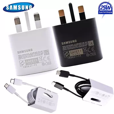 Genuine 25W Super Fast Type C Charger Plug/Cable For Samsung Galaxy S20 S21 S22 • £2.99