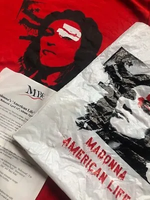 MADONNA American Life Official PROMO T-SHIRT (XL) + BAG + Press Release *RARE!* • $216.34