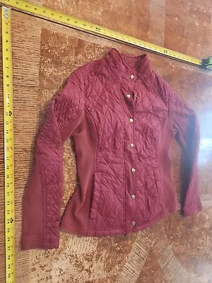 Merona Womens Jacket Burgundy Quilted Full Zip Pockets Collared Size Medium #3 • $24.99