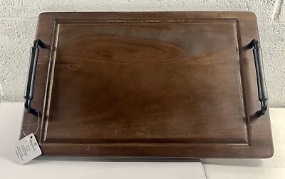 Harry & David Oak Serving Tray 16” X 11”  Bed Tray Oil Rubbed Bronze Handles • $14.99