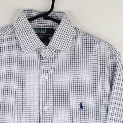 Polo Ralph Lauren Regent Dress Shirt Mens L Button Up Long Sleeve Check • £15.95