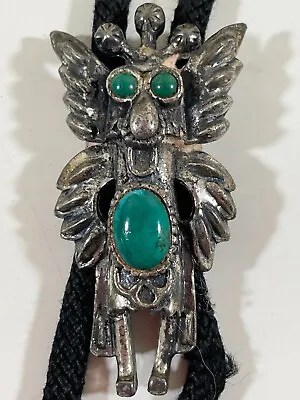 Vintage Sancrest Kachina Bolo Tie Pewter Faux Turquoise Native American Dancer • $39.99