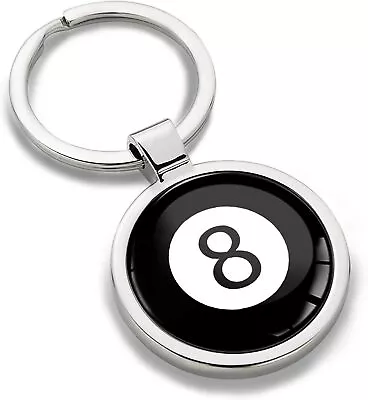 Keychain Chain Billiard Ball 8 Black Pool Keyring Womens Mens Personalized Key S • $27.53