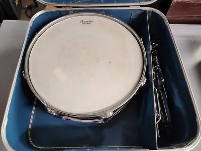 Vintage Premier Snare Drum 14x5.5 W/ Stand & Hard Shell Case / Music Instrument • $204.41