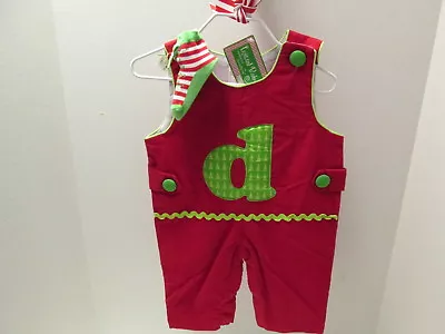 Mud Pie Red Corduroy Initial  D  Longall And Christmas Socks Size 0-6 Mos NWT • $19.95