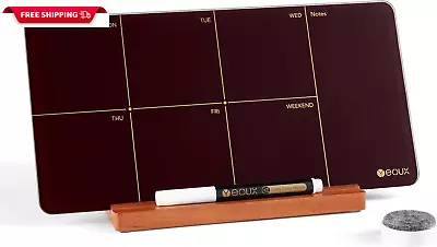 Desk Weekly Glass Dry Erase Board With Detachable Wood Stand Burgundy Red Smal • $36.71