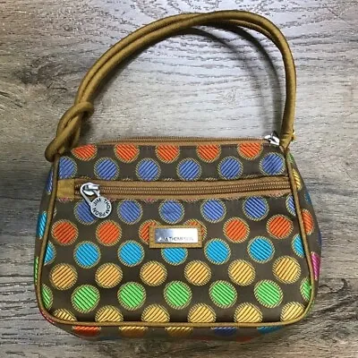 Jim Thompson Mini Purse Hand Bag Polka Dot Brown Small Multicolor ***READ FLAW • $14.88
