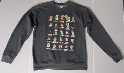Nintendo Super Mario Pixel Gray Crew Sweater 50% Cotton 50% Poly Size Medium • $17.45